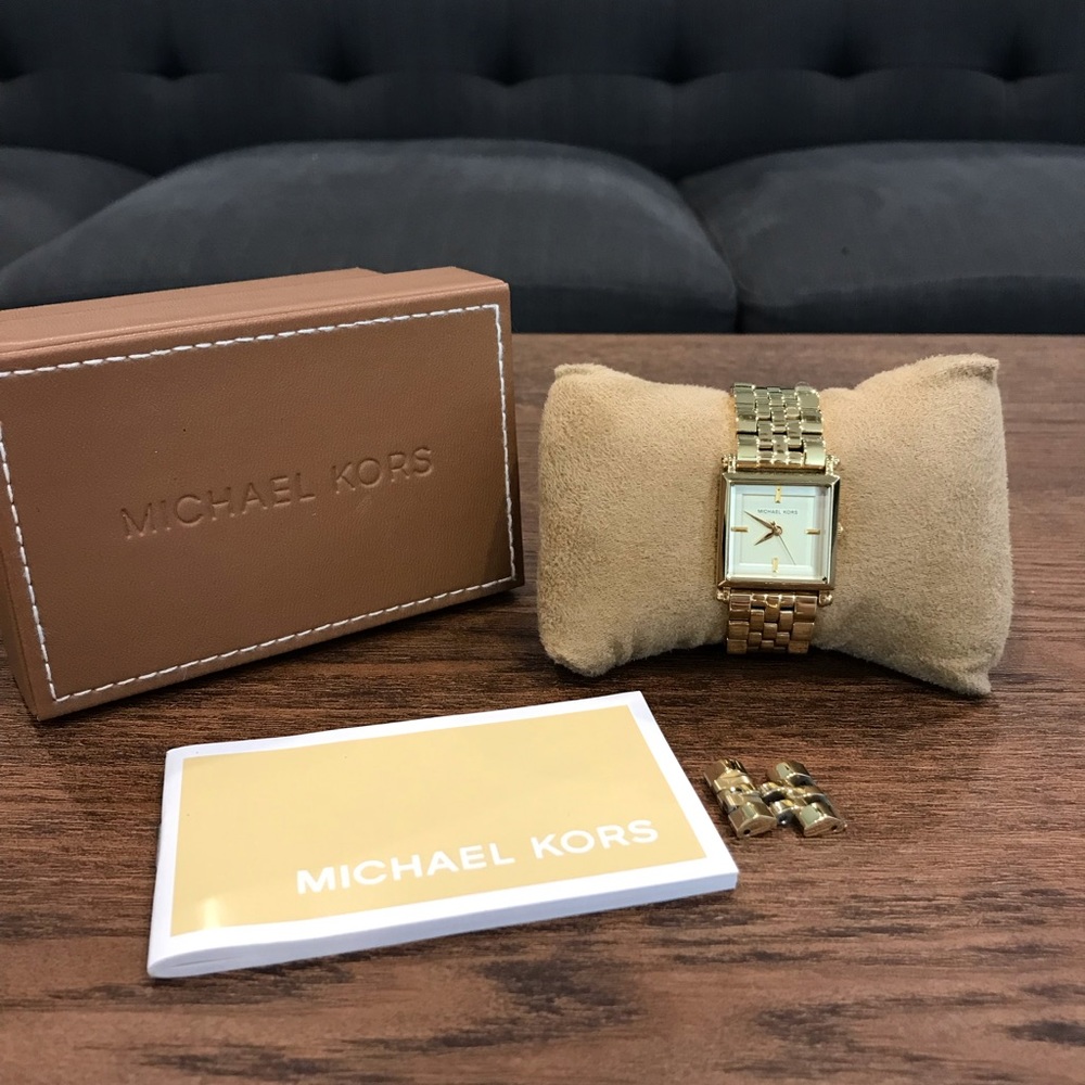 Michael Kors square face gold tone watch